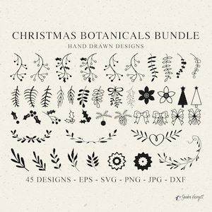 Christmas Botanicals Plotter Files SVG DXF PNG xmas winter tree plant ornament Cricut Brother Canvas Silhouette Download Plotting Bundle
