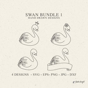 Schwan Plotterdatei Dxf Png Eps Jpg niedliches Tier Cricut Krone Silhouette süßer Vogel Clipart Bundle Floral Vinyl Schnitt Datei Banner DIY Schablone
