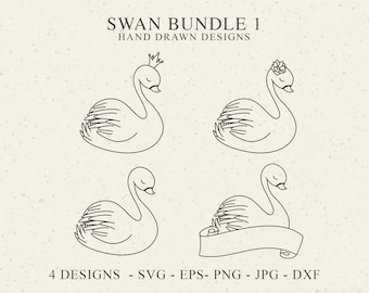 Swan Plotter File Svg Dxf Png Eps Jpg Cute Animal Cricut Crown Silhouette Sweet Bird Clipart Bundle Floral Vinyl Cut File Banner DIY Stencil