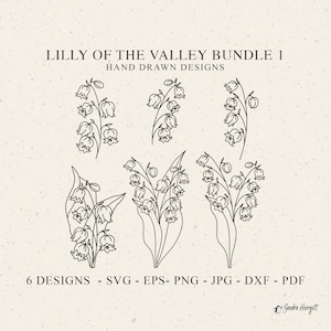 Fichier de traceur Muguet Svg Dxf Png Epd Jpg Pdf Floral Cricut botanique Silhouette Wildlower Clipart printemps vinyle découpé au Laser fichier