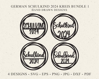 German Schulkind 2024 Plotter File Svg Png Dxf Jpg Pdf Schuleinführung Circle Cricut Silhouette Schuleinführung Clipart Vinyl Laser Cut File