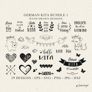 KITA Plotterdatei Plotterdatei Kitakind Cricut Bär Silhouette Süße Maus Clipart Bundle Buch Banner Rucksack Herz Vinyl Schnitt Datei