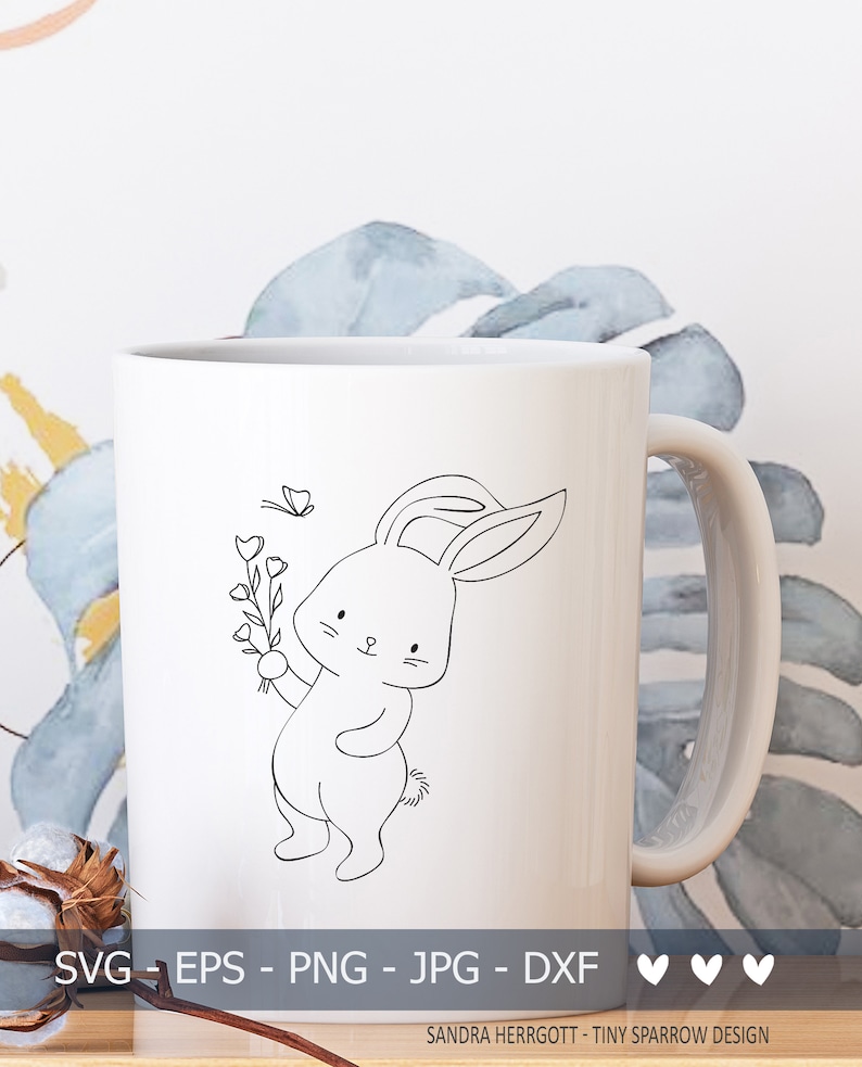 Botanical Cricut svg Mug T-Shirt svg Cut File BUY 3 GET 30/% OFF Cute Bunny holding flower svg Clipart File Cute Cutting File Animals