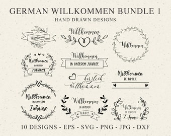 Welcome To Our Home Plotterdatei SVG DXF PNG Blatt Banner Herz Cricut Bruder Leinwand Silhouette Download Plotting Bundle Lorbeerkranz