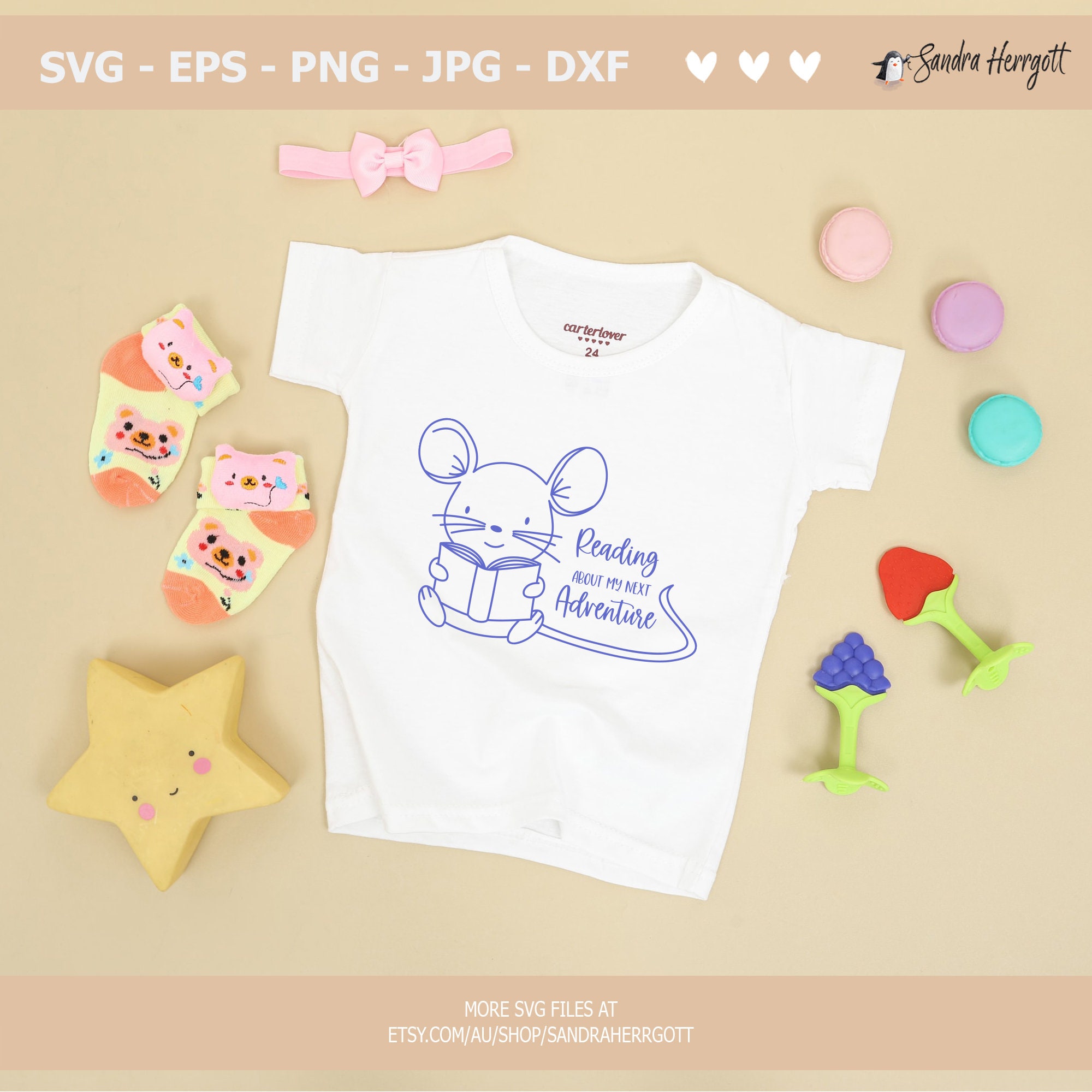 Mouse Reading Plotter File SVG DXF PNG Whimsical Cricut Cute Silhouette ...