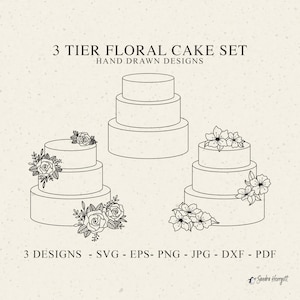 3 Tier Blumen Kuchen Plotterdatei Dxf Png Jpg Rose Hochzeit Layer Dekor Cricut Kirschblüte Geburtstag Silhouette Botanische Vinyl Cut Datei