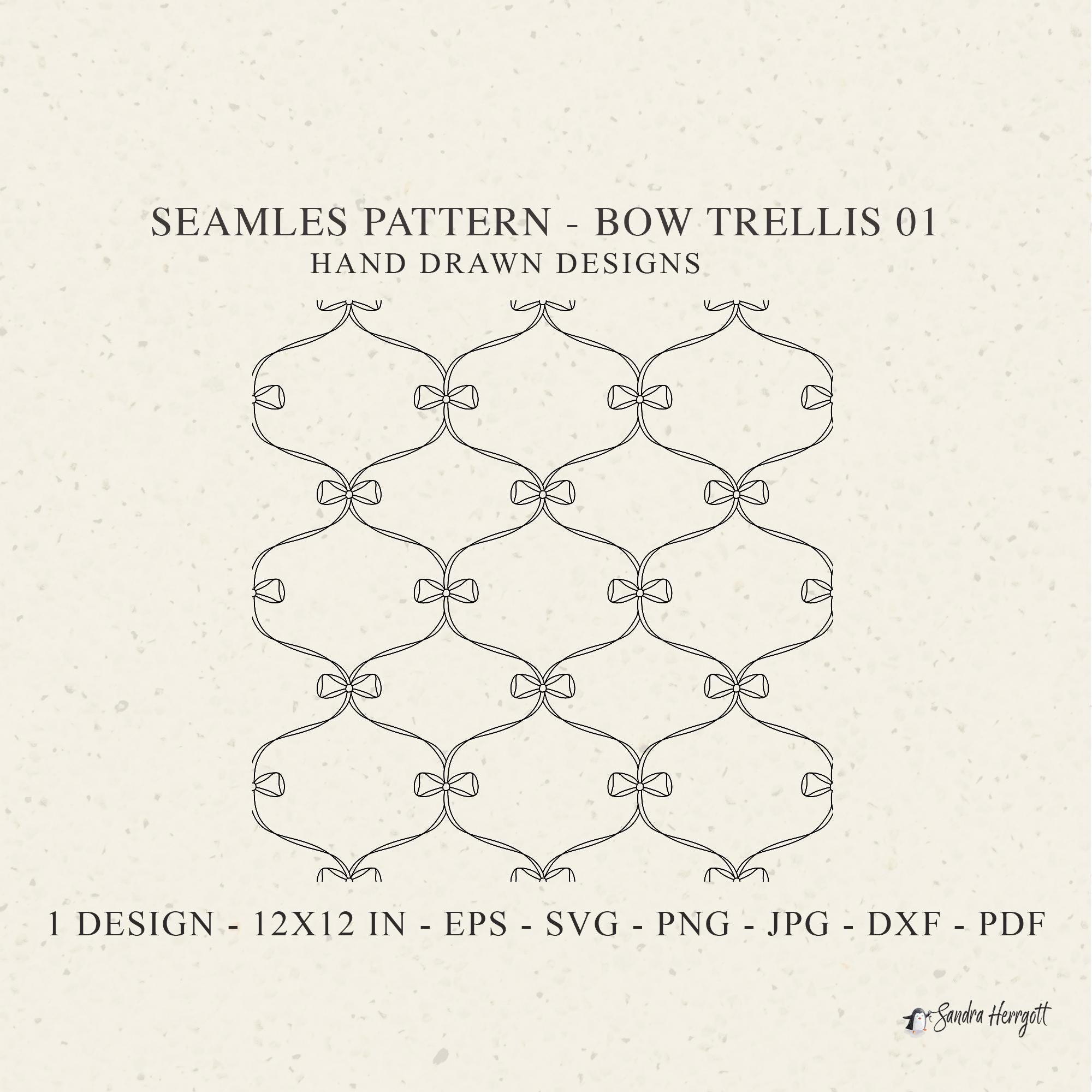 Bow Trellis Seamless Pattern Svg Dfx Eps Jpg Png Geometric Cricut ...