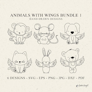 Archivo de trazador de alas de animal Svg Dxf Png Jpg Silueta de cachorro Cricut Bebé Clipart Archivo de corte láser de vinilo Pérdida de perro Ángel Mascota en el cielo Memorial de mascota