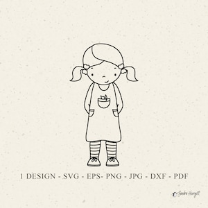 Cute Cheeky Girl Plotter File Svg Dxf Png Jpg Pdf Nursery Decor Cricut child Silhouette Clipart Vinyl Laser Cut File Stencil kid student