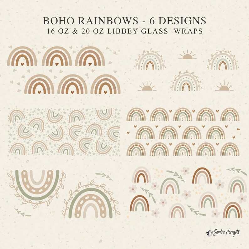 Boho Rainbow LIBBEY GLASS Svg Png 16 & 20 Oz Can Cup Wrap Design ...