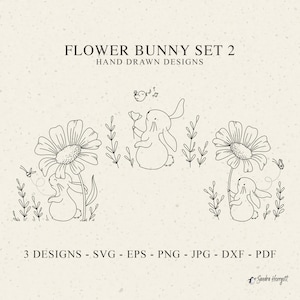 Daisy Blume Hase Plotterdatei Dxf Png Pdf Jpg Botanische Cricut Ostern Floral Silhouette Frühling Tier Clipart Vinyl Laser Cut Datei Biene