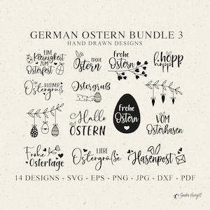 German Ostern Plotter File Svg Dxf Png Jpg Pdf Spring Cricut Hallo Silhouette Egg Clipart Vinyl Laser Cut File DIY Stencil Candle Tattoo