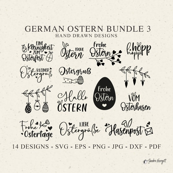 German Ostern Plotter File Svg Dxf Png Jpg Pdf Spring Cricut Hallo Silhouette Egg Clipart Vinyl Laser Cut File DIY Stencil Candle Tattoo