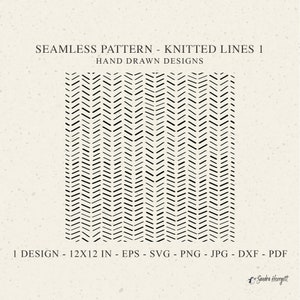 May include: A seamless pattern featuring black hand-drawn lines forming a chevron pattern. The pattern is 12 inches by 12 inches and is available in EPS, SVG, PNG, JPG, DXF, and PDF formats.