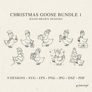 Kerst gans plotter bestand Svg bundel dxf eps png jpg pdf schattige dieren Cricut silhouet winter clipart vinyl laser gesneden bestand boom cadeau hoed