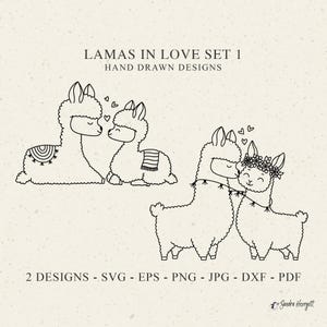 恋するラマ プロッター ファイル SVG Dxf PNG Jpg アルパカ クリカット かわいい動物 バレンタイン シルエット クリップアート ビニール レーザーカット ファイル 結婚記念日