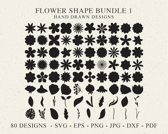 Blossom Shapes Plotter File SVG DXF PNG Floral Cricut Flower Silhouette Laser Cut Template Wedding Decor Clipart Bundle Decorative Florals