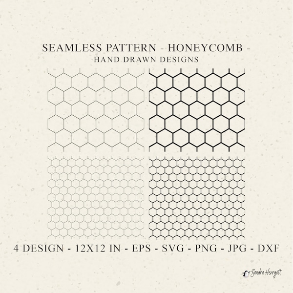 Honeycomb Seamless Pattern SVG DXF PNG Eps Jpg Bee Cricut Background Plotter File Cute Insect Wallpaper Clipart Vinyl Cut File Silhouette