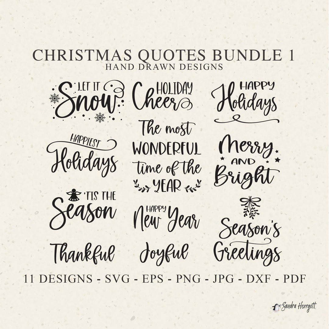 Christmas Quote Bundle Vinyl Laser Cut File Svg Dxf Png Eps Jpg Pdf ...