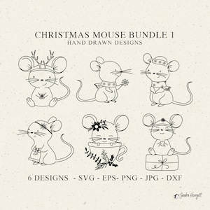 Weihnachten Maus PlotterdateiSvg Bundle Dxf Eps Png Jpg Süß Tier Cricut Sweet Silhouette Winter Clipart Vinyl Cut Datei DIY Stencil Design