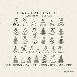 Party Hüte Plotterdatei Dxf Png Jpg Geburtstag Cricut Silhouette Feier Clipart Vinyl Laser Cut Datei DIY Dekoration Schablone Vorlage