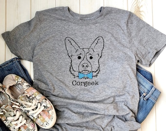Corgeek T-shirt, Corgi T-shirt, Dog Lover T-shirt, Corgi Bowtie T-shirt, Funny Graphic T-shirt, Dog T-shirt, Corgi Lover Graphic T-shirt