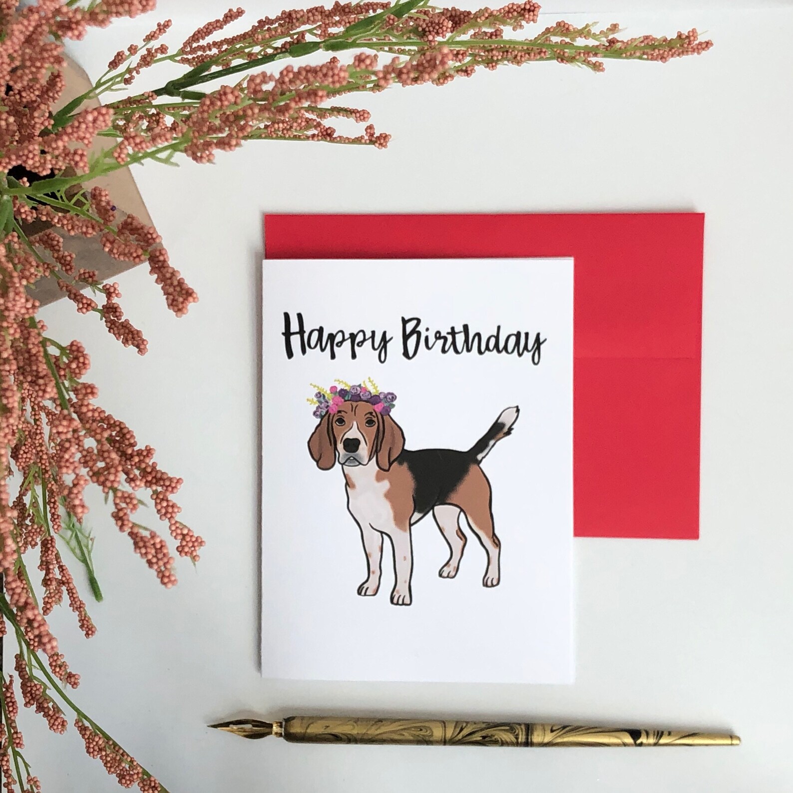 Beagle Birthday Card Dog Greeting Card Dog Birthday Card Etsy