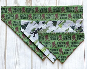 Sasquatch Dog Bandana, Bigfoot Dog Bandana, Funny Dog Bandana, Cute Dog Bandana, Bigfoot Hunting, Over the Collar Dog Bandana, Reversible