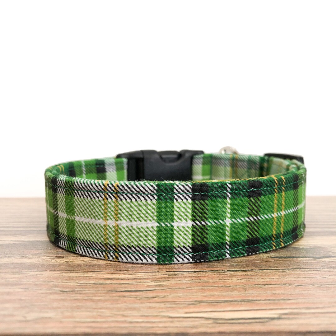 Green Plaid Dog Collar St. Patrick's Day Dog Collar Etsy