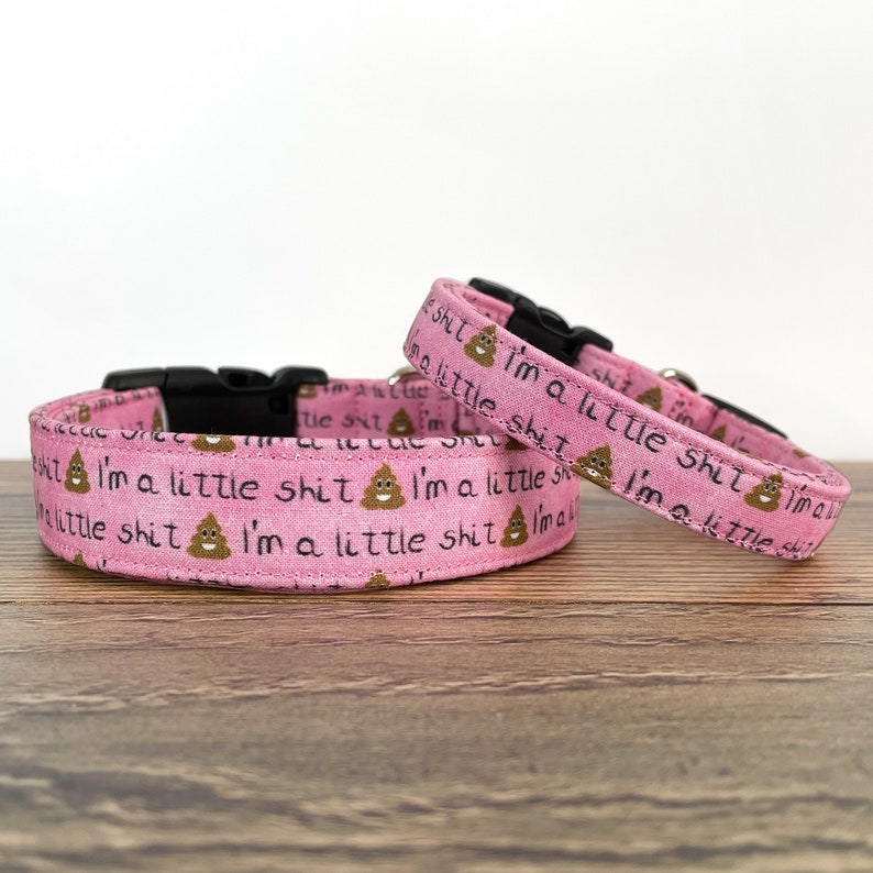 Little Shit Dog Collar, Pink Dog Collar, Funny Dog Collar, Girl Dog Collar, Puppy Collar, Troublemaker Dog Collar, Adjustable Dog Collar image 2