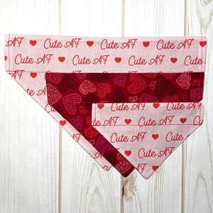 Cute AF Reversible Dog Bandana, Over the Collar, Valentines Day