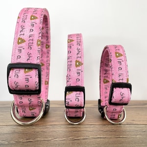 Little Shit Dog Collar, Pink Dog Collar, Funny Dog Collar, Girl Dog Collar, Puppy Collar, Troublemaker Dog Collar, Adjustable Dog Collar image 3