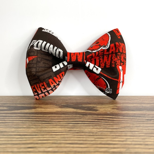 Cleveland Browns Bow Tie, Dog Bowtie, Velcro Dog Bandana, Orange and Brown Bow Tie, Cleveland Bow Tie, Removable Dog Bow Tie, Pet Accessory