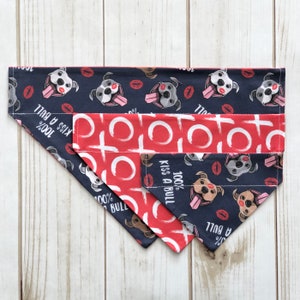 Kiss-a-Bull Dog Bandana, Reversible Over Collar, Valentines Day Gift