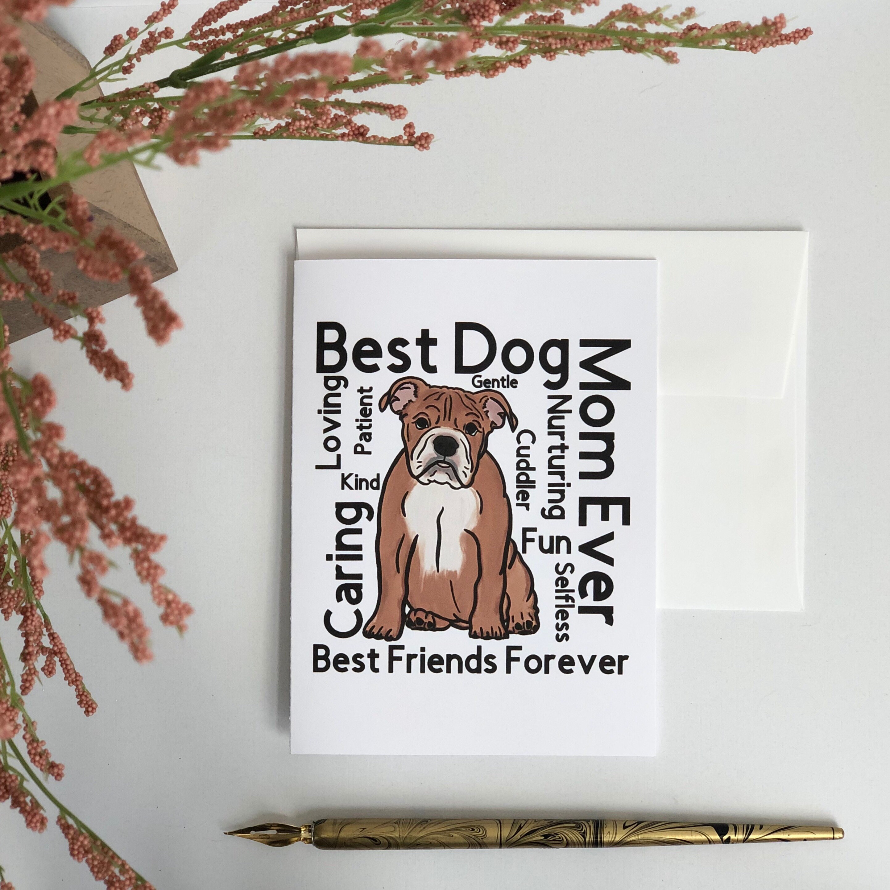 Best Dog Mom Ever Dog Mom Card Bulldog Greeting Card Etsy