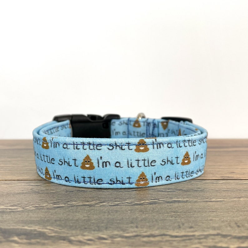 Little Shit Hundehalsband, lustiges blaues Welpenhalsband Bild 1