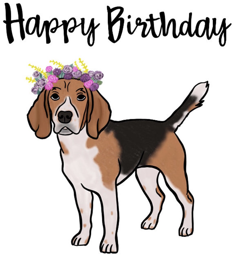 Beagle Birthday Card Dog Greeting Card Dog Birthday Card Etsy