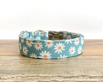 Blue Daisy Dog Collar, Adjustable Spring/Summer Collar