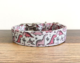 Pink Dinosaur Dog Collar, Cute Dog Collar, Funny Dog Collar, Adjustable Dog Collar, Girl Dog Collar, Dino Collar, Dog Accessory, Pink Collar