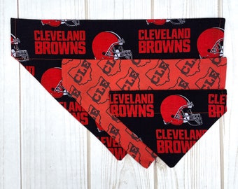Cleveland Browns Dog Bandana, Football Dog Bandana, Over the Collar Dog Bandana, Cleveland Bandana, Dawg Pound Bandana, Bandana réversible