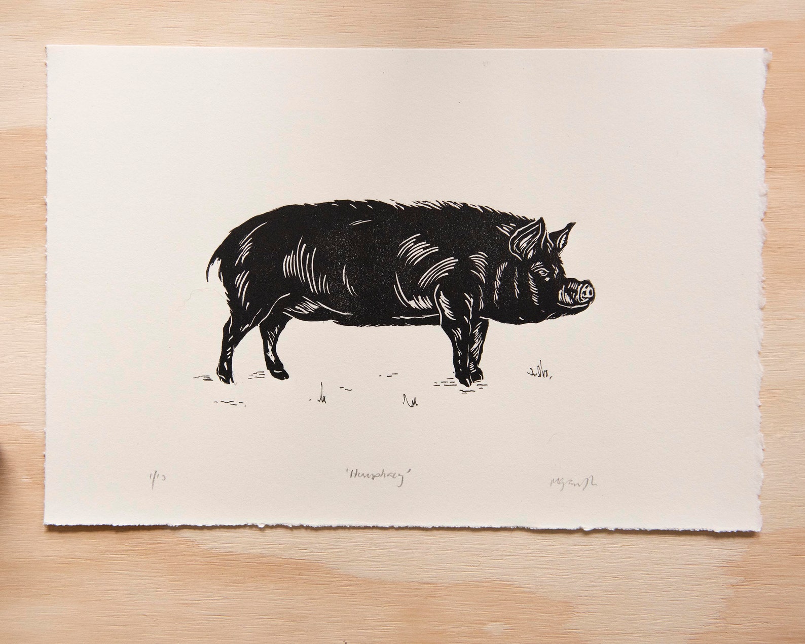 Humphrey Pig Linocut Original Hand Carved Linocut Print - Etsy