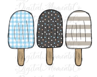 Popsicles Trio, Summer, PNG, Digital Download, Sublimation,DTG printing