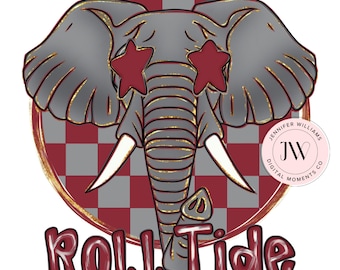 Roll Tide, Elephant, Preppy, Mascot, Sublimation, PNG, DTG, Digital Download