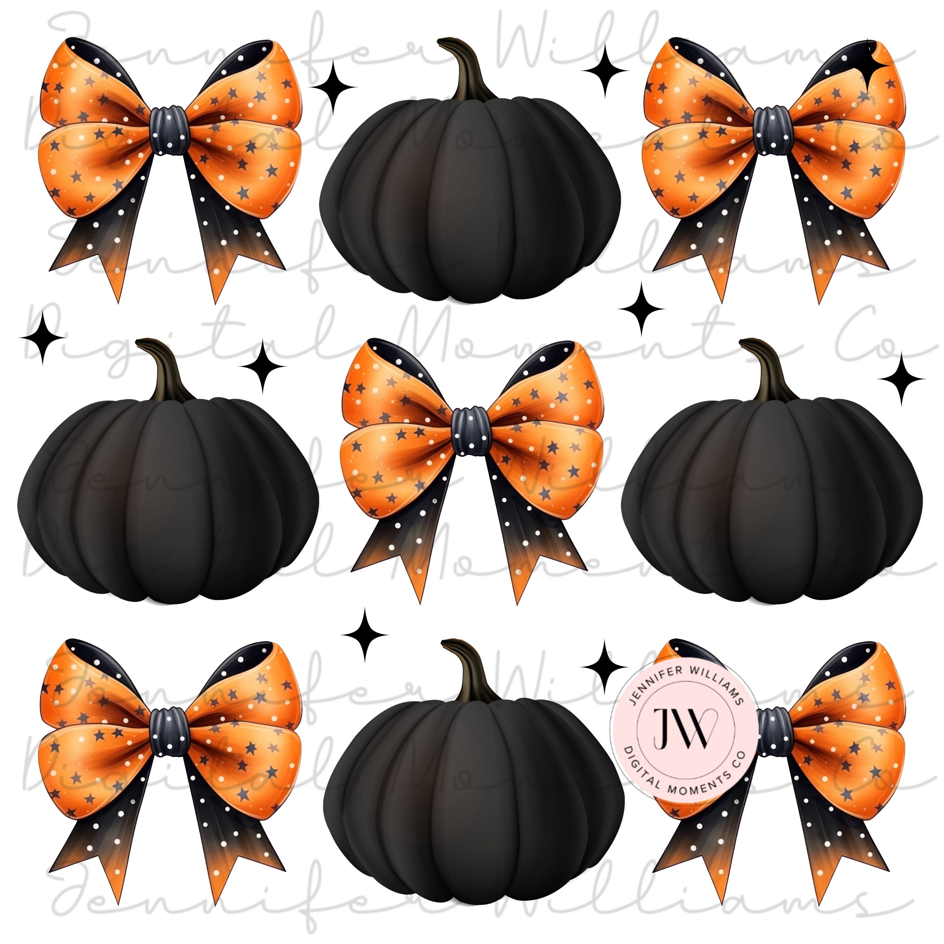 Black Pumpkins and Bows, Halloween, Coquette, Jack O Lantern, PNG ...