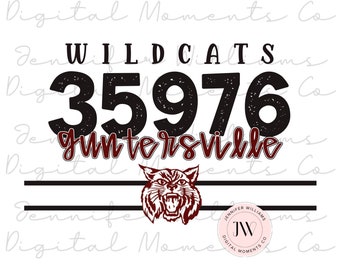 Wildkatzen, Postleitzahl, Maskottchen, Sublimation, PNG, DTG, digitaler Download