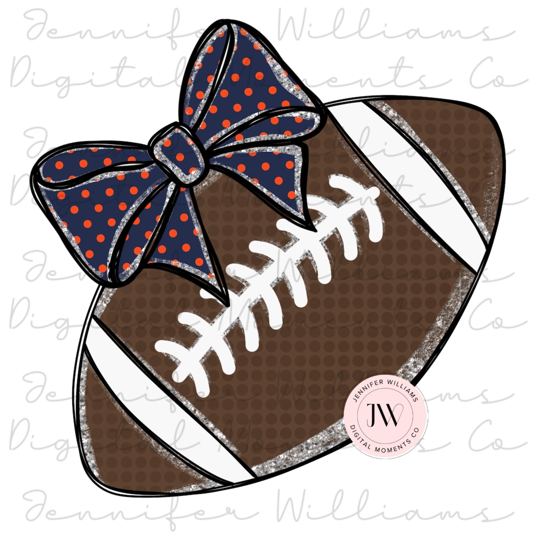 Navy and Orange French Knot Football Bow Bubble main image 0
