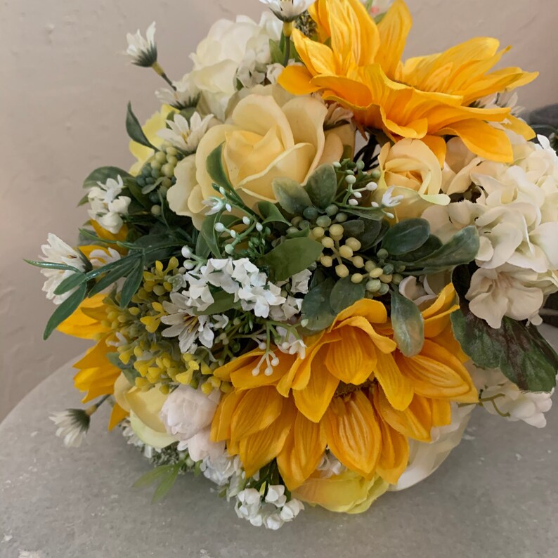Yellow and White Wedding Flowers Silk Wedding Bouquets for Etsy