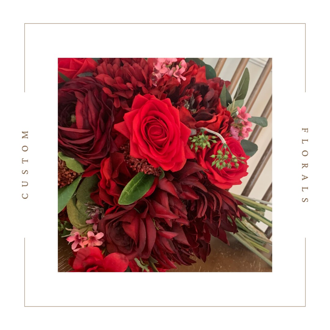 Red Silk Bridal Bouquet | Custom Wedding Flowers - Etsy