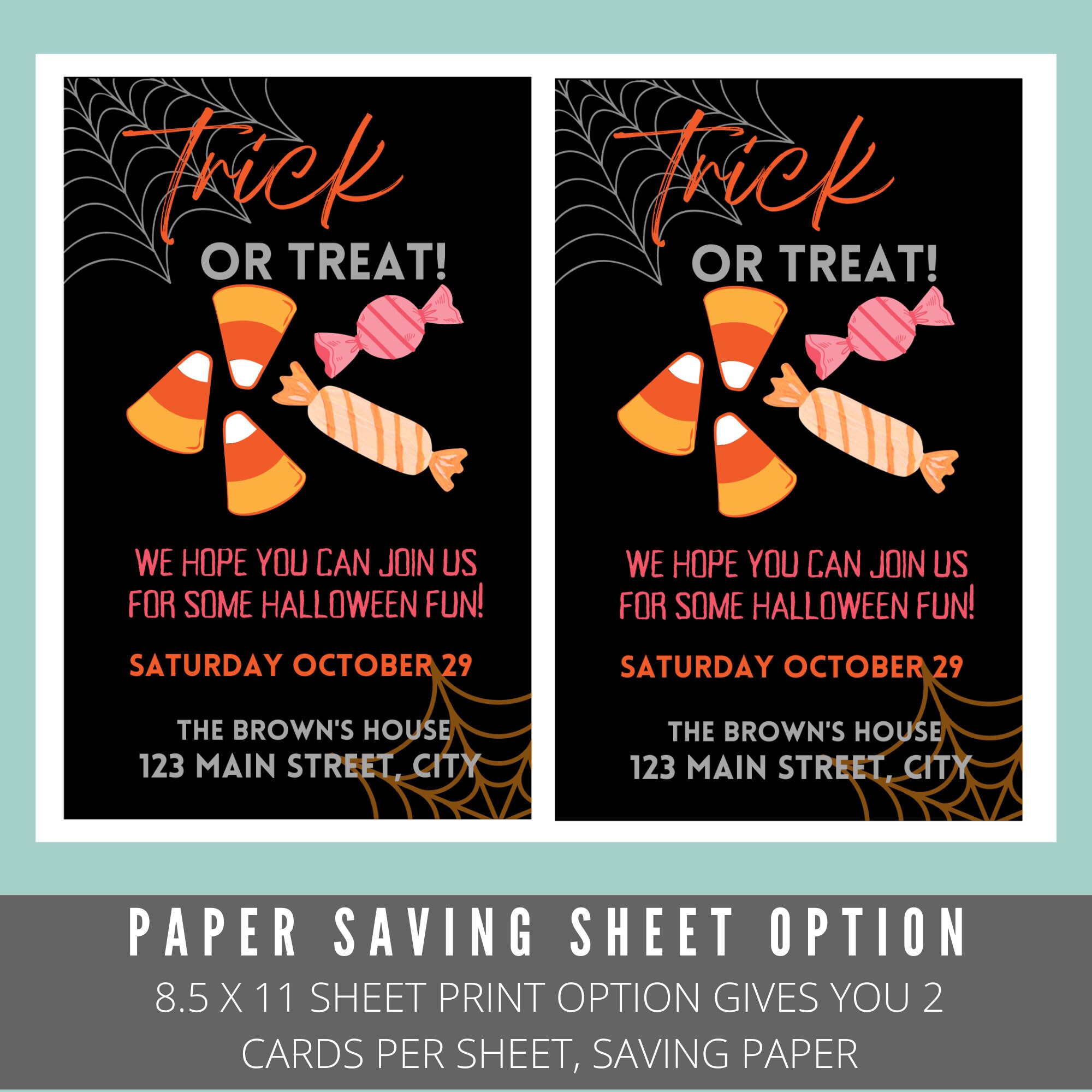 Editable Candy Theme Halloween Party Invitation (printable Canva ...