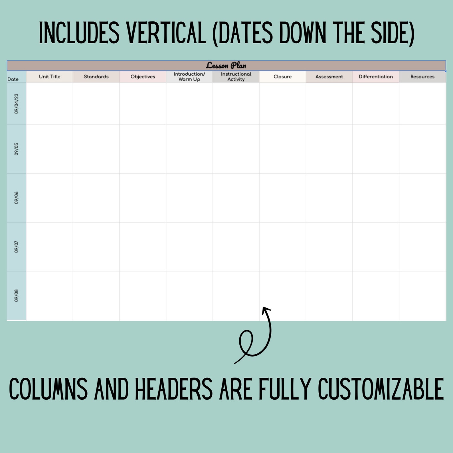 Editable Lesson Plan Template: Neutral Google Sheets (digital PDF) - Etsy